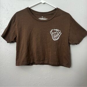 Brown Graphic Crop Tee